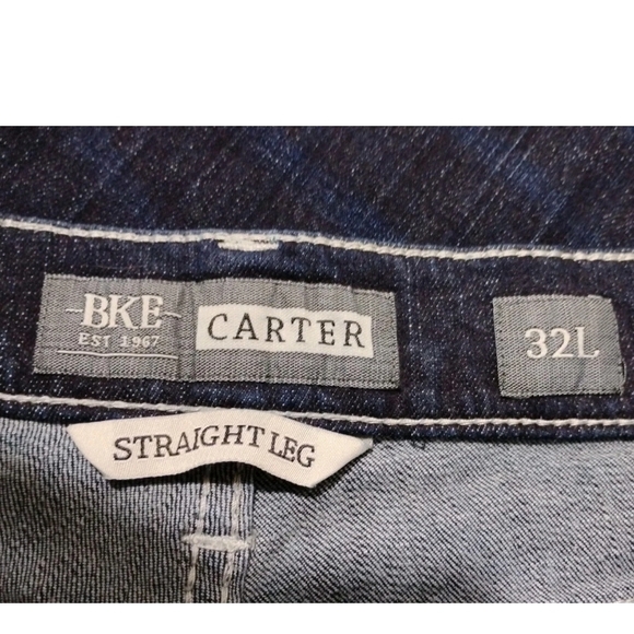 BKE Carter Jeans Men's Size 32L Blue Straight Leg Distress Denim Casual Everyday - Picture 3 of 5